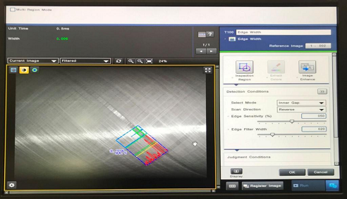 Control of gaps between UD tapes by camera control system